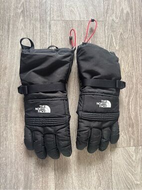 The North Face Black Ski/Mountaineering Gloves with Red Pull Cords